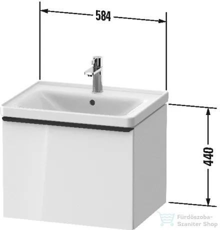Duravit D-NEO 584x 452 mm-es 1 fiókos függesztett szekrény szálcsiszolt bronz fogantyúval, 236760XXX mosdóhoz, márványos tölgy DE4249004550000