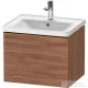 Duravit D-NEO 584x 452 mm-es 1 fiókos függesztett szekrény szálcsiszolt bronz fogantyúval, 236760XXX mosdóhoz, matt dió DE4249004790000