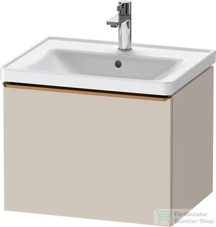 Duravit D-NEO 584x 452 mm-es 1 fiókos függesztett szekrény szálcsiszolt bronz fogantyúval, 236760XXX mosdóhoz, matt taupe DE4249004910000