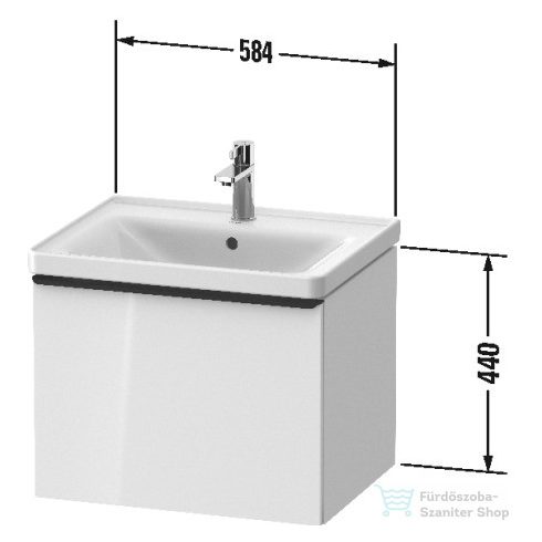 Duravit D-NEO 584x 452 mm-es 1 fiókós függesztett szekrény 236760XXX mosdóhoz,White Matt Decor DE4249018180000