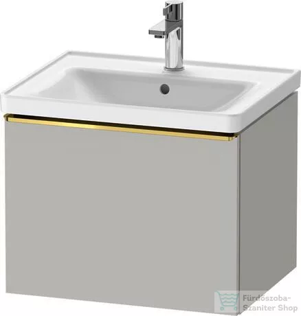 Duravit D-NEO 584x 452 mm-es, 1 fiókos függesztett szekrény polírozott arany színű fogantyúval, 236760XXX mosdóhoz, matt betonszürke DE4249034070000