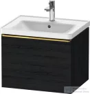 Duravit D-NEO 584x 452 mm-es 1 fiókos függesztett szekrény polírozott arany színű fogantyúval, 236760XXX mosdóhoz, matt fekete tölgy DE4249034160000