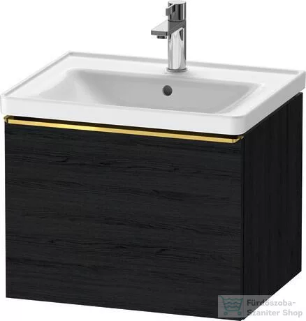 Duravit D-NEO 584x 452 mm-es 1 fiókos függesztett szekrény polírozott arany színű fogantyúval, 236760XXX mosdóhoz, matt fekete tölgy DE4249034160000
