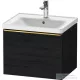 Duravit D-NEO 584x 452 mm-es 1 fiókos függesztett szekrény polírozott arany színű fogantyúval, 236760XXX mosdóhoz, matt fekete tölgy DE4249034160000