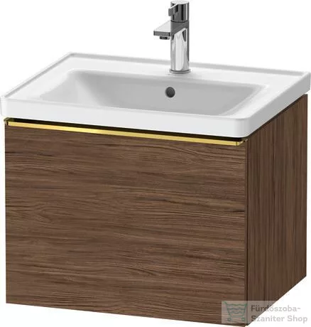 Duravit D-NEO 584x 452 mm-es 1 fiókos függesztett szekrény polírozott arany színű fogantyúval, 236760XXX mosdóhoz, matt sötét dió DE4249034210000