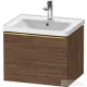 Duravit D-NEO 584x 452 mm-es 1 fiókos függesztett szekrény polírozott arany színű fogantyúval, 236760XXX mosdóhoz, matt sötét dió DE4249034210000