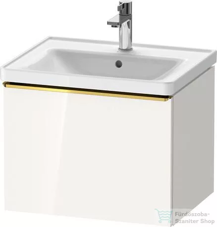 Duravit D-NEO 584x 452 mm-es 1 fiókos függesztett szekrény polírozott arany színű fogantyúval, 236760XXX mosdóhoz, fényes fehér DE4249034220000