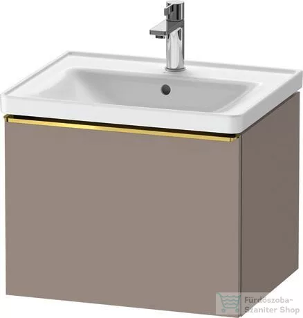 Duravit D-NEO 584x 452 mm-es 1 fiókos függesztett szekrény polírozott arany színű fogantyúval, 236760XXX mosdóhoz, matt bazalt DE4249034430000