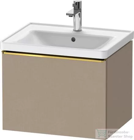 Duravit D-NEO 584x 452 mm-es 1 fiókos függesztett szekrény polírozott arany hatású fogantyúval, 236760XXX mosdóhoz, matt len DE4249034750000