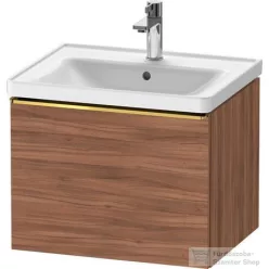   Duravit D-NEO 584x 452 mm-es 1 fiókos függesztett szekrény polírozott arany hatású fogantyúval, 236760XXX mosdóhoz, matt dió DE4249034790000