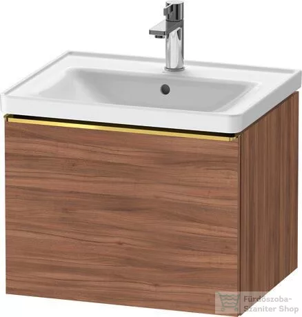 Duravit D-NEO 584x 452 mm-es 1 fiókos függesztett szekrény polírozott arany hatású fogantyúval, 236760XXX mosdóhoz, matt dió DE4249034790000