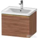 Duravit D-NEO 584x 452 mm-es 1 fiókos függesztett szekrény polírozott arany hatású fogantyúval, 236760XXX mosdóhoz, matt dió DE4249034790000