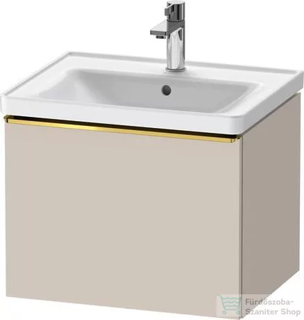 Duravit D-NEO 584x 452 mm-es 1 fiókos függesztett szekrény polírozott arany színű fogantyúval, 236760XXX mosdóhoz, matt taupe DE4249034910000