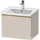 Duravit D-NEO 584x 452 mm-es 1 fiókos függesztett szekrény polírozott arany színű fogantyúval, 236760XXX mosdóhoz, matt taupe DE4249034910000