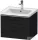 Duravit D-NEO 584x 452 mm-es 1 fiókos függesztett szekrény rozsdamentes acél hatású fogantyúval, 236760XXX mosdóhoz, matt fekete tölgy DE4249070160000
