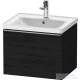 Duravit D-NEO 584x 452 mm-es 1 fiókos függesztett szekrény rozsdamentes acél hatású fogantyúval, 236760XXX mosdóhoz, matt fekete tölgy DE4249070160000