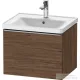 Duravit D-NEO 584x 452 mm-es 1 fiókos függesztett szekrény rozsdamentes acél hatású fogantyúval, 236760XXX mosdóhoz, matt sötét dió DE4249070210000