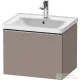 Duravit D-NEO 584x 452 mm-es 1 fiókos függesztett szekrény rozsdamentes acél hatású fogantyúval, 236760XXX mosdóhoz, matt bazalt DE4249070430000