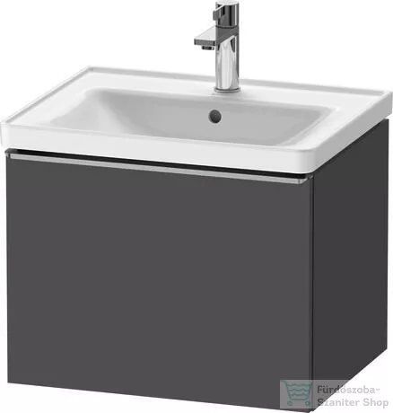 Duravit D-NEO 584x 452 mm-es 1 fiókos függesztett szekrény rozsdamentes acél hatású fogantyúval, 236760XXX mosdóhoz, matt grafit DE4249070490000