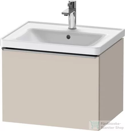 Duravit D-NEO 584x 452 mm-es 1 fiókos függesztett szekrény rozsdamentes acél hatású fogantyúval, 236760XXX mosdóhoz, matt taupe DE4249070910000