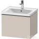 Duravit D-NEO 584x 452 mm-es 1 fiókos függesztett szekrény rozsdamentes acél hatású fogantyúval, 236760XXX mosdóhoz, matt taupe DE4249070910000