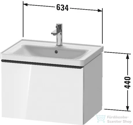 Duravit D-NEO 634 x 452 mm-es 1 fiókós függesztett szekrény 236765XXX mosdóhoz,White High Gloss Decor DE425402222