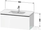 Duravit D-NEO 98,4x4,2 cm-es, 1 fiókos alsószekrény fekete fogantyúval 236710 mosdóhoz, matt dió DE42560BD790000