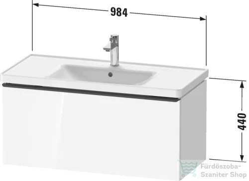 Duravit D-NEO 98,4x4,2 cm-es, 1 fiókos alsószekrény fekete fogantyúval 236710 mosdóhoz, matt dió DE42560BD790000