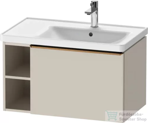 Duravit D-NEO 78,4*45,2 cm-es, 1 fiókos alsószekrény csiszolt bronz színű fogantyúval, mosdó és csaptelep nélkül, matt taupe DE4257004910000