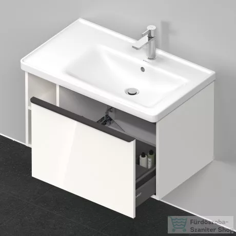 Duravit D-NEO 784x452 mm-es 1 fiókós,nyitott polcos függesztett szekrény 237080 mosdóhoz,White High Gloss Decor DE425702222