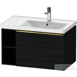   Duravit D-NEO 78,4*45,2 cm-es, 1 fiókos alsószekrény polírozott arany színű fogantyúval, mosdó és csaptelep nélkül, matt fekete tölgy DE4257034160000