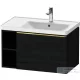 Duravit D-NEO 78,4*45,2 cm-es, 1 fiókos alsószekrény polírozott arany színű fogantyúval, mosdó és csaptelep nélkül, matt fekete tölgy DE4257034160000