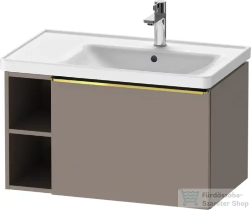 Duravit D-NEO 78,4*45,2 cm-es, 1 fiókos alsószekrény polírozott arany színű fogantyúval, mosdó és csaptelep nélkül, matt bazalt DE4257034430000