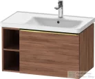 Duravit D-NEO 78,4*45,2 cm-es, 1 fiókos alsószekrény polírozott arany színű fogantyúval, mosdó és csaptelep nélkül, matt dió DE4257034790000