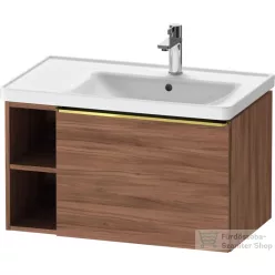   Duravit D-NEO 78,4*45,2 cm-es, 1 fiókos alsószekrény polírozott arany színű fogantyúval, mosdó és csaptelep nélkül, matt dió DE4257034790000
