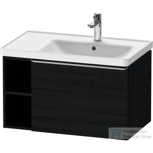 Duravit D-NEO 78,4*45,2 cm-es, 1 fiókos alsószekrény rozsdamentes acél színű fogantyúval, mosdó és csaptelep nélkül, matt fekete tölgy DE4257070160000