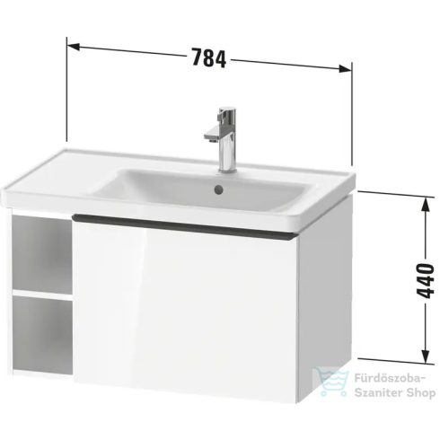 Duravit D-NEO 78,4*45,2 cm-es, 1 fiókos alsószekrény rozsdamentes acél színű fogantyúval, mosdó és csaptelep nélkül, matt fekete tölgy DE4257070160000