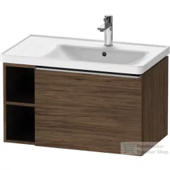   Duravit D-NEO 78,4*45,2 cm-es, 1 fiókos alsószekrény rozsdamentes acél színű fogantyúval, mosdó és csaptelep nélkül, matt sötét dió DE4257070210000