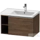 Duravit D-NEO 78,4*45,2 cm-es, 1 fiókos alsószekrény rozsdamentes acél színű fogantyúval, mosdó és csaptelep nélkül, matt sötét dió DE4257070210000