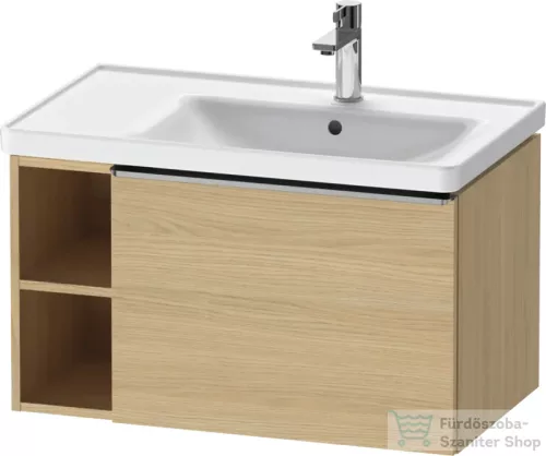 Duravit D-NEO 78,4*45,2 cm-es, 1 fiókos alsószekrény rozsdamentes acél színű fogantyúval, mosdó és csaptelep nélkül, natúr tölgy DE4257070300000