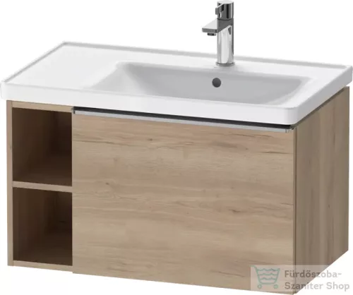 Duravit D-NEO 78,4*45,2 cm-es, 1 fiókos alsószekrény rozsdamentes acél színű fogantyúval, mosdó és csaptelep nélkül, márványos tölgy DE4257070550000