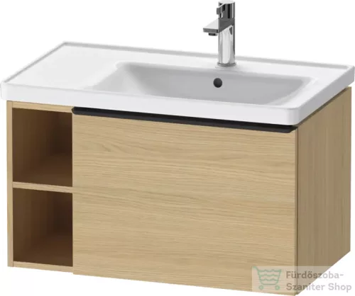 Duravit D-NEO 78,4*45,2 cm-es, 1 fiókos alsószekrény fekete színű fogantyúval, mosdó és csaptelep nélkül, natúr tölgy DE42570BD300000