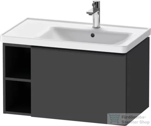 Duravit D-NEO 78,4*45,2 cm-es, 1 fiókos alsószekrény fekete színű fogantyúval, mosdó és csaptelep nélkül, matt grafit DE42570BD490000