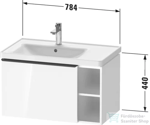Duravit D-NEO 78,4x45,2 cm-es, 1 fiókos alsószekrény króm fogantyúval 236980 mosdóhoz, matt fekete tölgy DE4258010160000