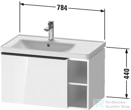 Duravit D-NEO 784x452 mm-es 1 fiókós,nyitott polcos függesztett szekrény 236980 mosdóhoz,White High Gloss Decor DE425802222