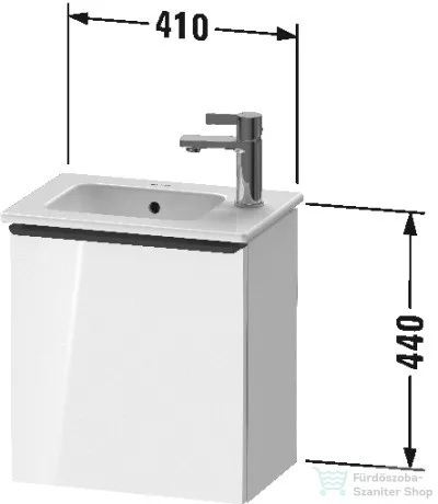 Duravit D-NEO 410x274 mm-es 1 ajtós,jobbos,függesztett szekrény 072343 mosdóhoz,White High Gloss Decor DE4259R2222