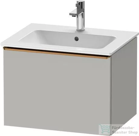 Duravit D-NEO 61x46,2 cm-es, 1 fiókos függesztett szekrény szálcsiszolt bronz fogantyúval, 233663XXX mosdóhoz, matt betonszürke DE4261004070000