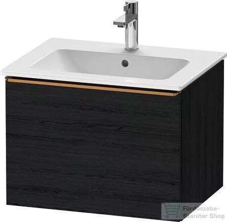 Duravit D-NEO 61x46,2 cm-es, 1 fiókos függesztett szekrény szálcsiszolt bronz fogantyúval, 233663XXX mosdóhoz, matt fekete tölgy DE4261004160000