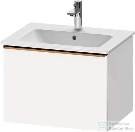 Duravit D-NEO 61x46,2 cm-es, 1 fiókos függesztett szekrény szálcsiszolt bronz fogantyúval, 233663XXX mosdóhoz, matt fehér DE4261004180000