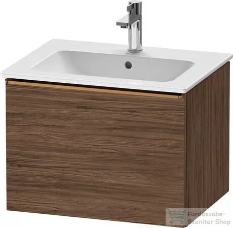 Duravit D-NEO 61x46,2 cm-es, 1 fiókos függesztett szekrény szálcsiszolt bronz fogantyúval, 233663XXX mosdóhoz, matt sötét dió DE4261004210000